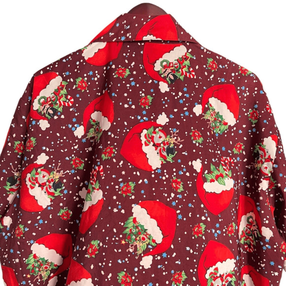 VHO  Christmas Hawaiian Shirt Red White Size XXL Santa Reindeer Snowman - Picture 5 of 9